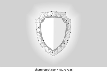 Cyber security safety shield low poly. Polygonal geometric glowing guard save from internet attack antivirus. Gray white defense space futuristic modern design vector illustration