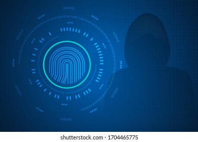 Cyber security and safty from cyberattack technology abstract. printfinger privacy and safety background.