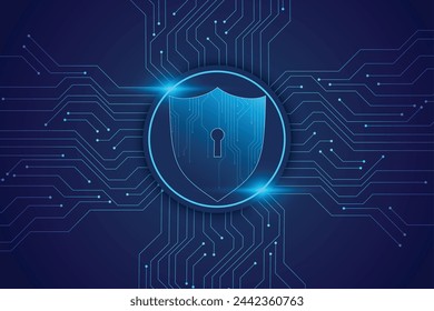 Cyber security. Secure technology. Shield
lock in futuristic polygonal style. Concept
of internet privacy or cyber protection on
the background of the world map. 3d vector
illustration