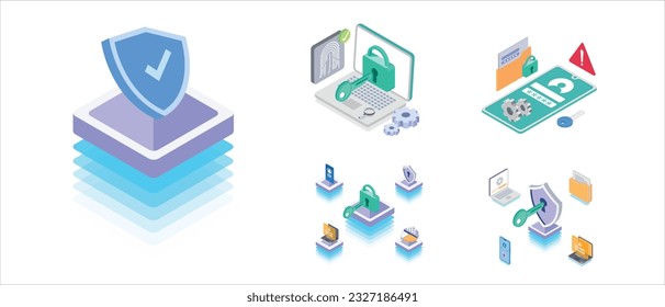 Cyber Security Services to Protect Personal Data. Online Payment Security, Cloud Shared Documents, Server Security and Data Protection Concept. Vector Illustration.
