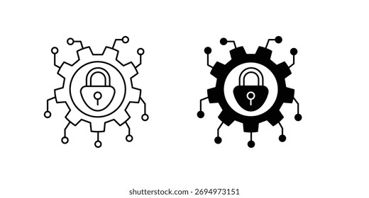 Icono de conjunto de seguridad cibernética con fondo blanco Vector Ilustración de stock