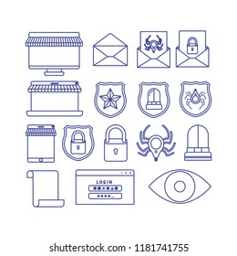 cyber security set icons