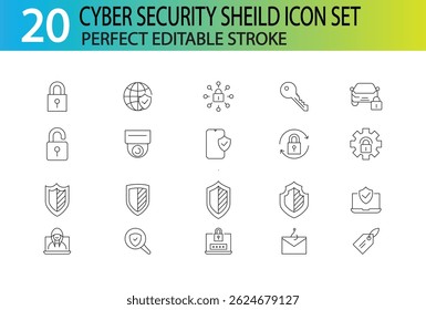 CYBER SECURITY SHEILD ICON SET