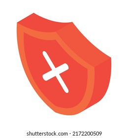 icono de atención de protección de la ciberseguridad isométrico