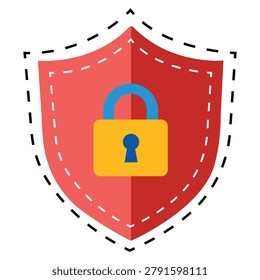 Cyber Security Shield Data Protection Privacy Safety Lock Graphic Element Isolated Vector Illustration Design