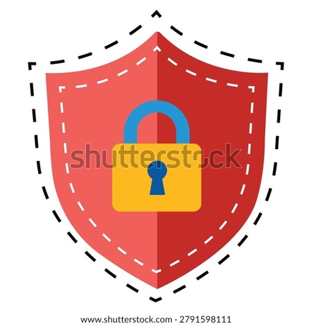 Cyber Security Shield Data Protection Privacy Safety Lock Graphic Element Isolated Vector Illustration Design