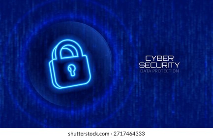 Escudo de segurança cibernética com ícone de cadeado digital. Proteção de dados, acesso seguro, criptografia digital e segurança de rede on-line. Ilustração vetorial.
