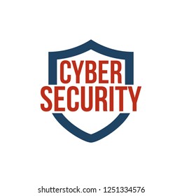 cyber security shield icon or logo. vector illustration isolated on white background.