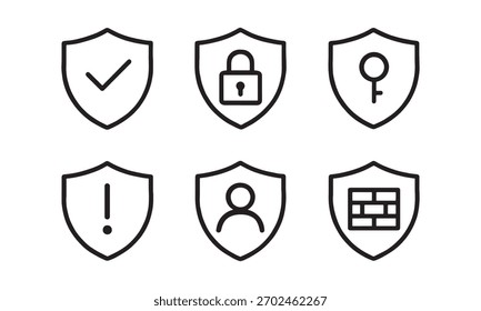 Cyber Security Shield Icons Set - Proteção, Firewall, Usuário, Bloqueio