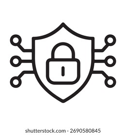 A blindagem de segurança cibernética isolada em fundo branco representa proteção de dados, segurança de rede e soluções tecnológicas seguras para proteção e privacidade digitais