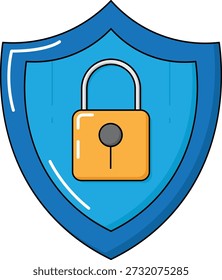 Cyber Security Shield with Padlock Icon Illustration