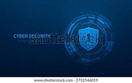 cyber security shield protect digital on blue background. vector technology digital design