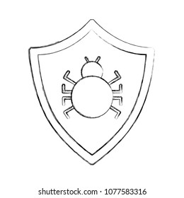 cyber security shield protection bug virus attack