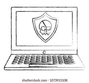 cyber security shield protection laptop computer technology