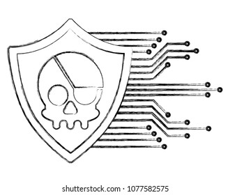 cyber security shield protection skull danger virus