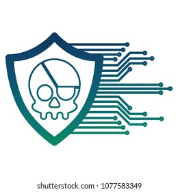 cyber security shield protection skull danger virus