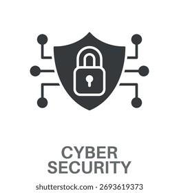 Vector de diseño de glifos de estilo simple de seguridad cibernética