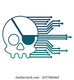 cyber security skull piracy crime technology circuits