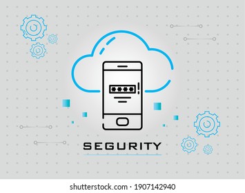 Cyber security smartphone with code and cloud design of Lock Password technology and protection online theme Vector illustration