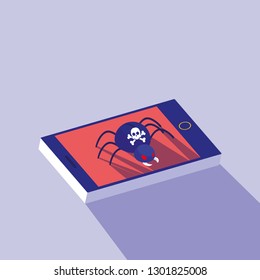 cyber security with smartphone and virus attack