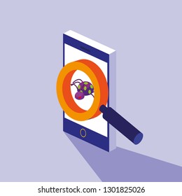 cyber security with smartphone and virus attack