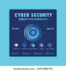 Conceptos de las publicaciones en redes sociales de Cyber Security. Ilustración vectorial de Outline Design
