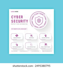 Conceptos de las publicaciones en redes sociales de Cyber Security. Ilustración vectorial de Outline Design