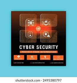 Cyber Security social media post Concepts. Vector Illustration of Outline Design