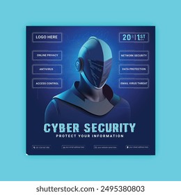 Cyber Security social media post Concepts. Vector Illustration of Outline Design