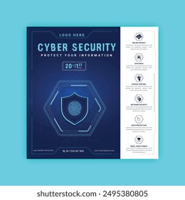 Conceptos de las publicaciones en redes sociales de Cyber Security. Ilustración vectorial de Outline Design
