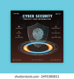 Conceptos de las publicaciones en redes sociales de Cyber Security. Ilustración vectorial de Outline Design