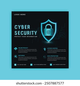 Cyber Security social media post Concepts. Vector Illustration of Outline Design
