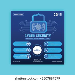 Cyber Security social media post Conceptos. Ilustración vectorial del diseño de contorno
