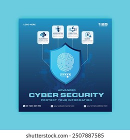 Cyber Security social media post Concepts. Vector Illustration of Outline Design
