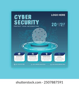 Cyber Security social media post Concepts. Vector Illustration of Outline Design
