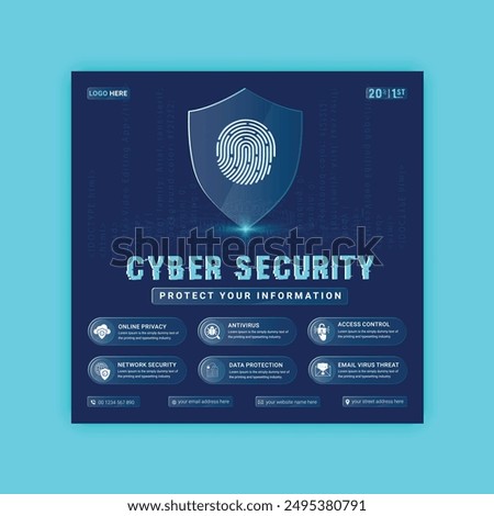 Cyber Security social media post Concepts. Vector Illustration of Outline Design
