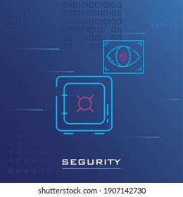 Cyber security strongbox and eye design of Lock Password technology and protection online theme Vector illustration