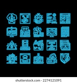 Cyber Security System Technology neon light sign vector. Cyber Security Software And Application, Padlock And Password For Data Base And Information Protection From Virus Illustrations