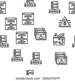 Cyber Security System Technology Vector Seamless Pattern Thin Line Illustration