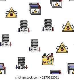 Cyber Security System Technology Vector Seamless Pattern Thin Line Illustration