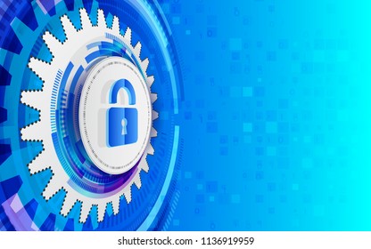 Cyber security technology concept. Global network mechanism. Abstract isometric background with padlock.