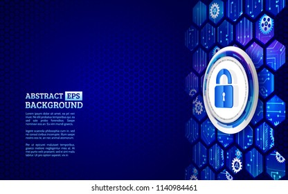 Cyber security technology concept. Global network mechanism. Abstract isometric background with padlock.