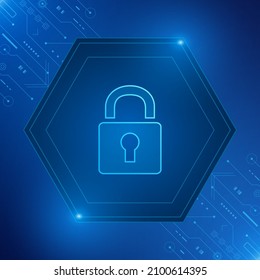 Cyber security technology concept , Shield With Keyhole icon on circuit board , personal data , 