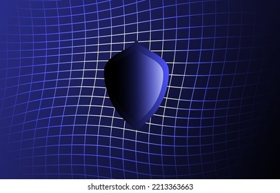 Cyber security technology concept shield with keyhole icon personal data. Shield with nets background cyber data security or information privacy idea. Blue abstract hi speed internet technology vector