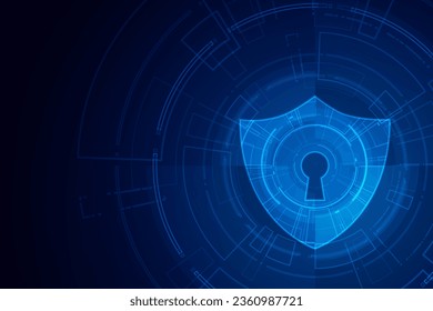 Cyber security technology concept , Shield With Keyhole icon  , personal data 