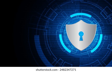 Cyber security technology concept , Shield With Keyhole icon with world map background , personal data , vector illustration.