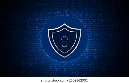 Cyber security technology concept , Shield With Keyhole icon with world map background , personal data , vector illustration.
