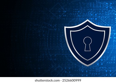 Conceito de tecnologia de segurança cibernética , Escudo com ícone de buraco de chave , dados pessoais , ilustração de vetor	
