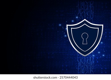 Cyber security technology concept , Shield With Keyhole icon , personal data , vector illustration.	
