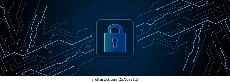 Cyber security technology concept , Shield With Keyhole icon , personal data , vector illustration.	
